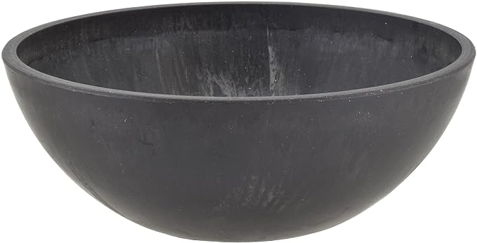 PSW Pot Collection Shallow Garden Bowl Planter for Succulents, Bonsai, Fairy Gardens, Herbs, 8-inch, Dark Charcoal