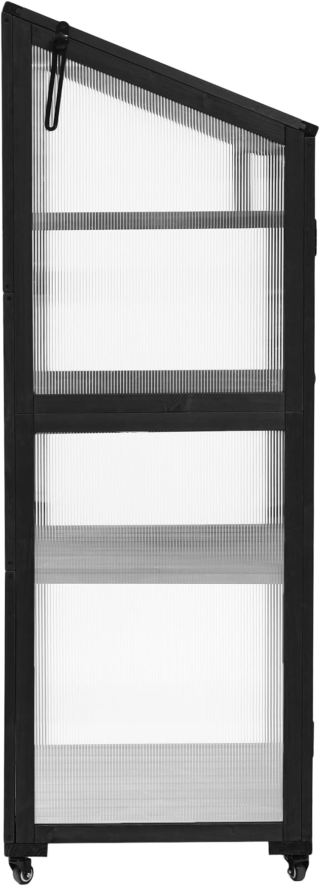 62'' H Wood Greenhouse for Outdoors, Portable Cold Frame Greenhouses with Wheels & Adjustable Shelves for Indoor, Garden, Patio Balcony,Easy Assembly,Black