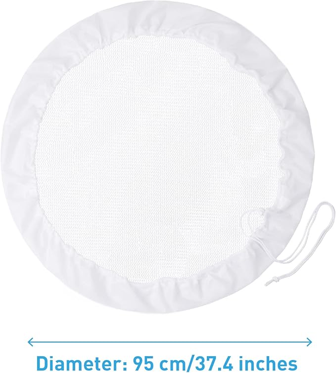 2 Pieces Mesh Cover for Rain Barrels with Drawstring, Water Collection Buckets Tank Protector, Rainwater Bucket Netting Screen Cover for Outdoor Garden, 37.4 Inches, White+Black