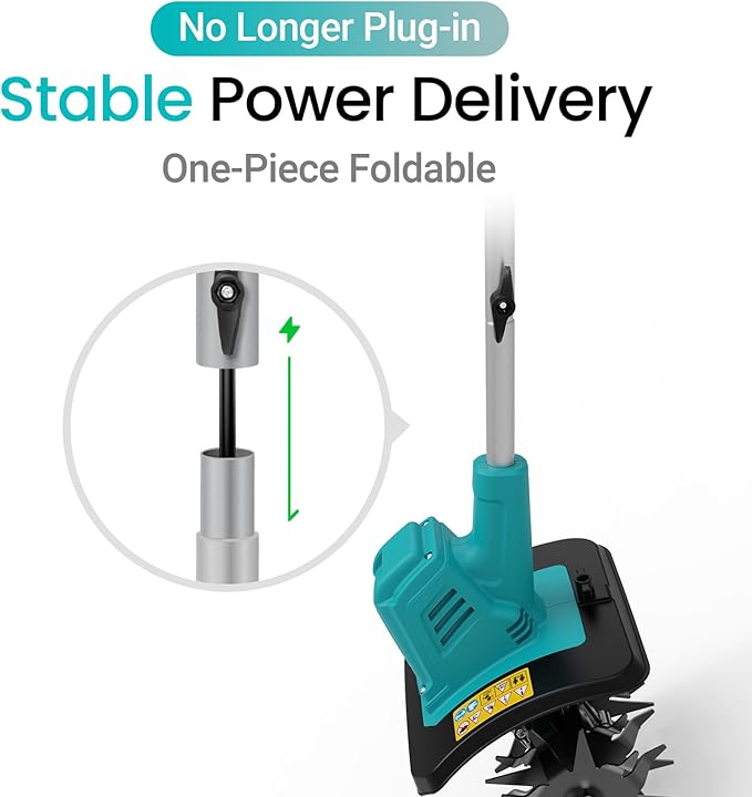 Cordless Brushless Garden Tiller Cultivator Compatible with Makita 18v Battery (Tool Only), 10’’ Wide 7’’ Deep Electric Soil Rototiller, 48-Tine Mini Rotary Aerator for Garden Beds & Soil Preparation