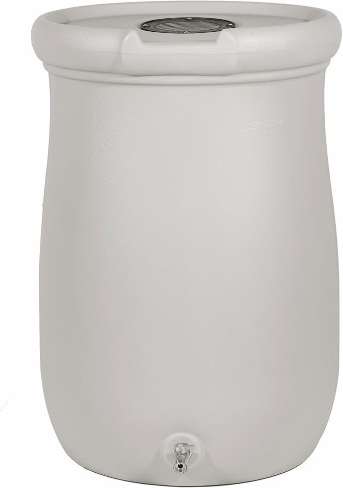 Step2 Fernway Rain Barrel, Outdoor Water Conservation Container, Holds 50 Gallons, Gray
