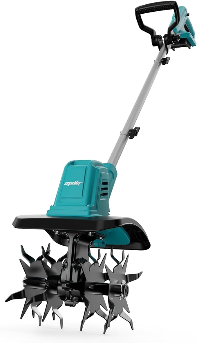 Cordless Brushless Garden Tiller Cultivator Compatible with Makita 18v Battery (Tool Only), 10’’ Wide 7’’ Deep Electric Soil Rototiller, 48-Tine Mini Rotary Aerator for Garden Beds & Soil Preparation