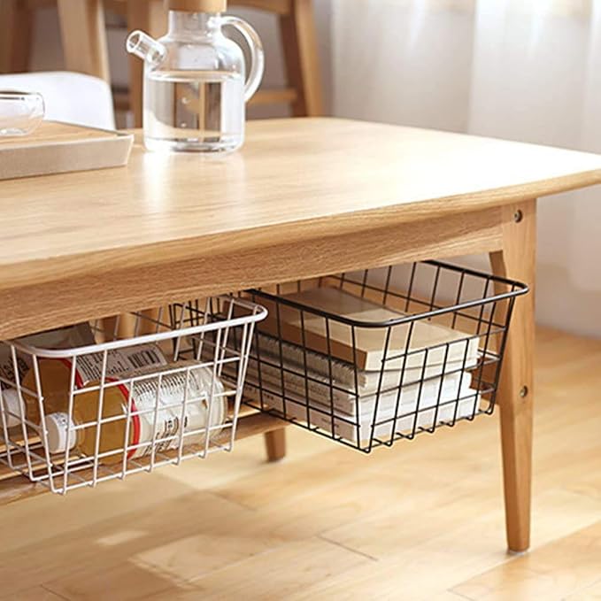 iPEGTOP Wire Storage Freezer Baskets, Set of 4 Large 15.4" Farmhouse Organizer Storage Bins Fridge Basket Rack with Handles for Kitchen Cabinets, Pantry, Office, Bathroom Organization - White