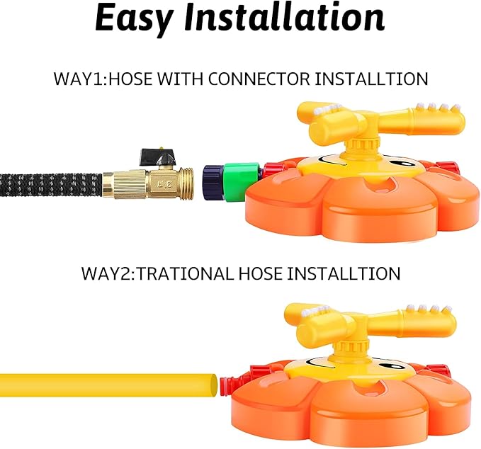 Water Sprinkler for Kids Toddlers Sprinklers with Roating Spray Nozzles Attaches Garden Water Hose Outdoor Play Outside Toys 3-4 Summer Backyard Lawn Game Yard Water Toy for Kids 3-5 4-8 Boy Girl