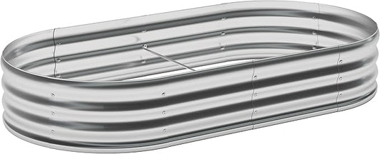4x1.5x1FT Galvanized Raised Garden Bed Kit,Vegetable Boxes-Oval Metal Flower Box,Large Planter Raised Beds Outdoor Garden for Planting,Fruit,Herb-Silver