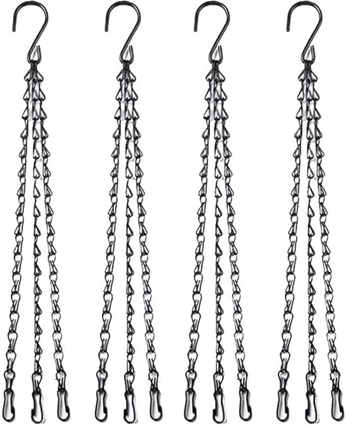 4pcs 14 inch Black Hanging Basket Chain with Hooks Flower Plant Pot Replacement Chain Hanger for Bird Feeders,Planters,Lanterns and Ornaments