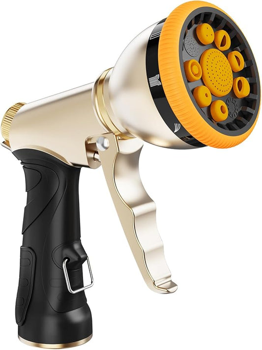 RAINPOINT Garden Hose Nozzle with 9 Adjustable Spray Patterns (without connector, Orange)