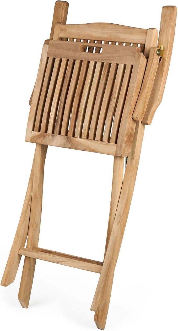 TeakCraft Teak Folding Arm Chair with Cushion - Single Arm Chair- Fully Assembled - Solid Wooden Outdoor, Indoor- Wood Dining Room, Kitchen, Patio, Bistro Chairs, The Era