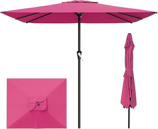 AreShark 8' x 10' Rectangle Patio Umbrellas for Outdoor, Outdoor Table Umbrella, Large Outdoor Patio Umbrellas with 8 Sturdy Ribs for Pool, Garden, Market (Rose Pink)