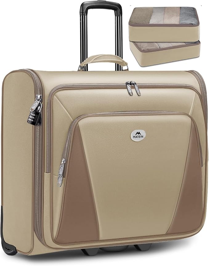 MATEIN Garment Bag with Wheels For Women, Large Wheeled Garment Bag, Khaki