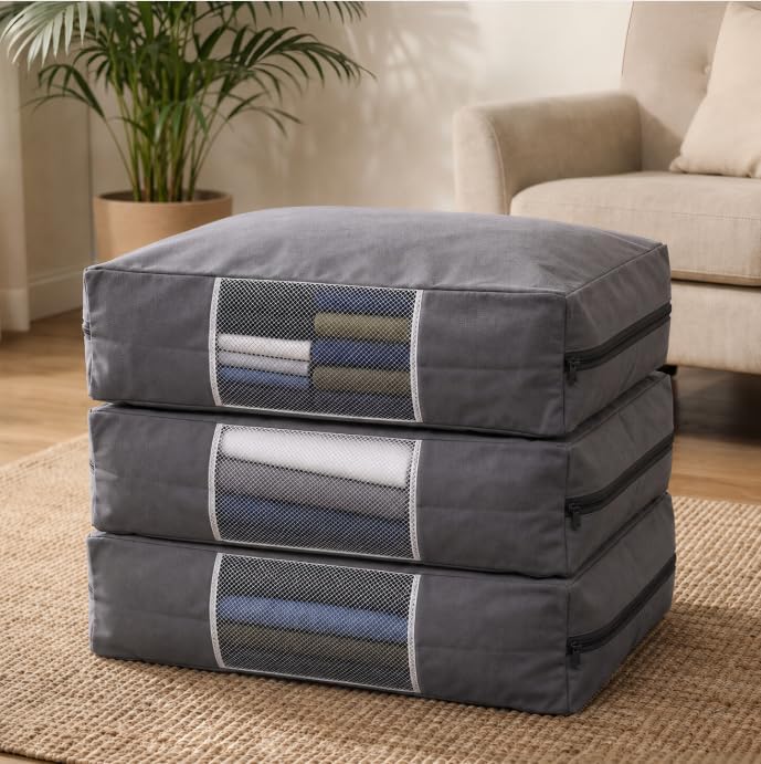 6 Pcs Cotton Canvas Sweater Storage Bag, 20"x14"x5" Closet Organizer Bag