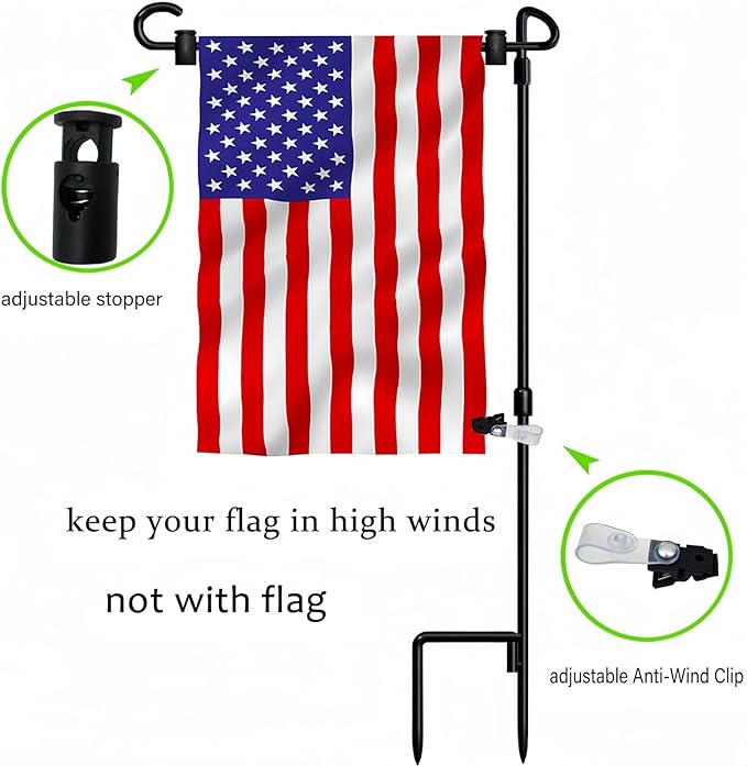Garden Flag Pole Stand Holder, 4 Pack Garden Flags for Outside with Flag Stopper and Clip Waterproof Powder-Coated Paint for Flag Pole Holder for Outside House,Yard Flags for Outside
