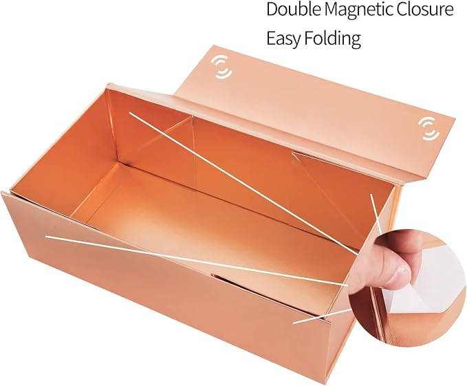 Gift Boxes 12"x6"x4" with Magnetic Closure Lid Gift Boxes for Presents,Bridesmaid Gifts Box,Cute Box,Luxury for Gift Packaging, Magnetic Gift Box for Wrapping Gifts (Rose Gold/5PCS)
