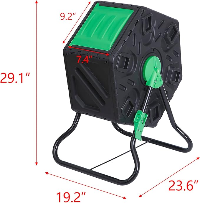 SUPER DEAL 18.5 Gallon Outdoor Compost Bin, Garden Tumbling Composter, Steel Frame BPA Free Material for Fast Creation of Fertile Soil, Easy to Assemble, Black