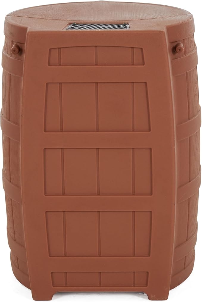 Good Ideas Rain Wizard 50 Gallon Plastic Outdoor Home Rain Barrel Water Storage Collector with Brass Spigot and Flat Back Design, Terra Cotta (4 Pack)