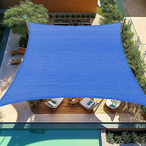 Shade&Beyond Custom 15'x31' Sun Shade Sail Canopy Rectangle UV Block Breathable Curved Sunshade for Backyard Yard Deck Outdoor Facility and Activities, Blue (We Make Custom Size)