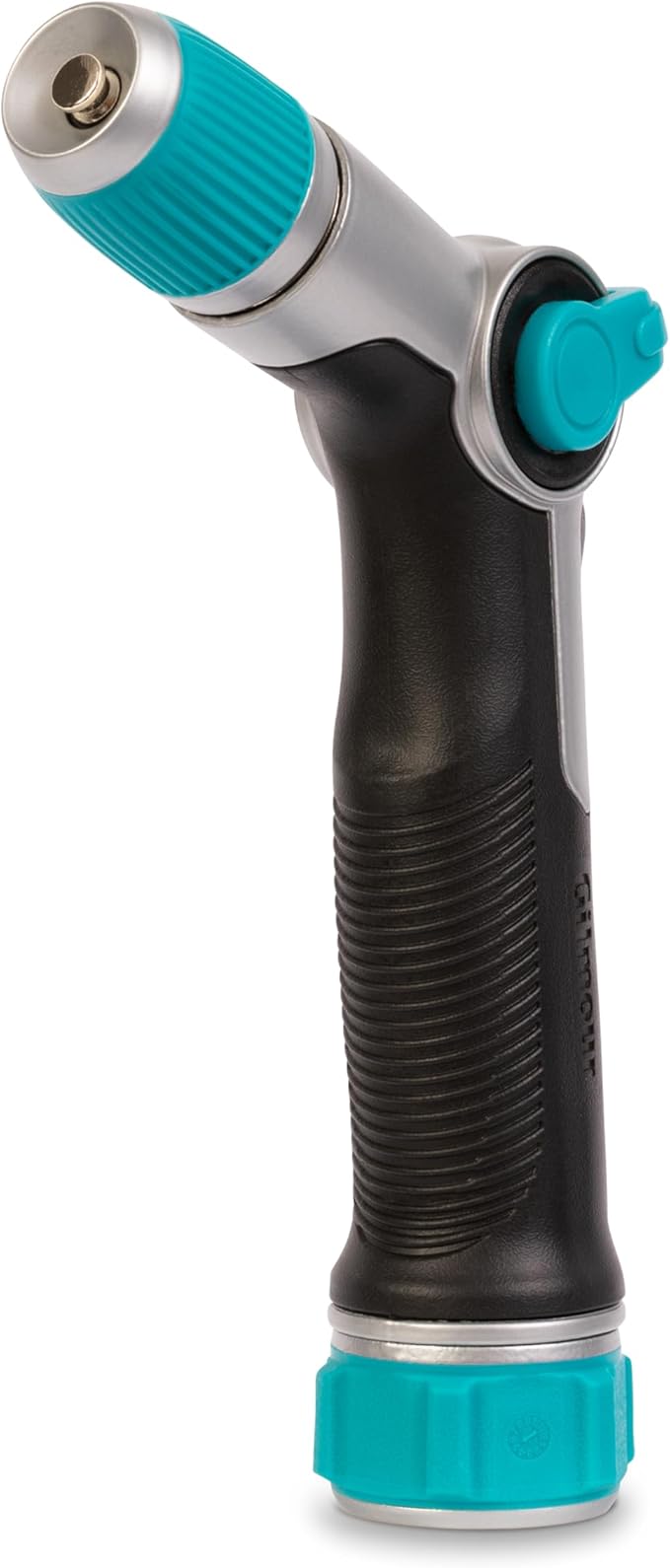 Gilmour Medium Duty Thumb Control Garden Hose Nozzle with Adjustable Spray Pattern, Water Hose Nozzle for Watering Garden or Lawn, Black/Aqua