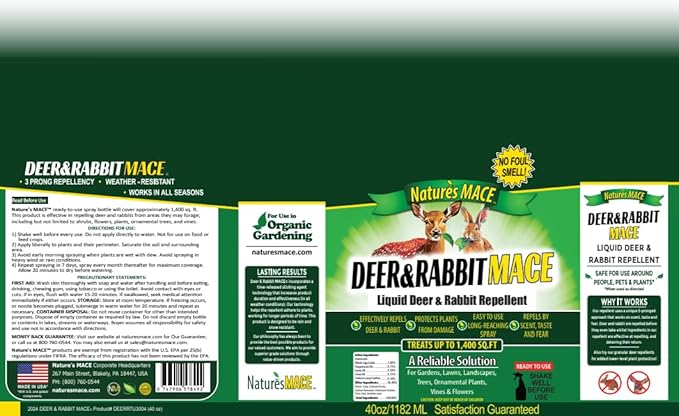Nature's Mace Garden Spray - Plant-Friendly Outdoor Care, Mint Scent, 40 oz Ready-to-Use, Safe Around People, Pets, and Plants