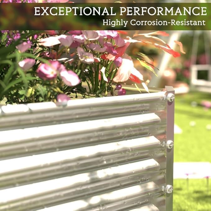 3pcs Tall Galvanized Raised Garden Bed Outdoor,Steel Garden Bed for Vegetables,Above Ground Garden Box for Flower,Metal Raised Beds for Gardening - 4x2ft