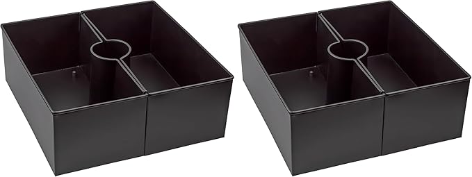 AuldHome Design Umbrella Planter for Patio Table (Black Square), w/Umbrella Hole, Enamelware Rectangular Planter Pots (Pack of 2)