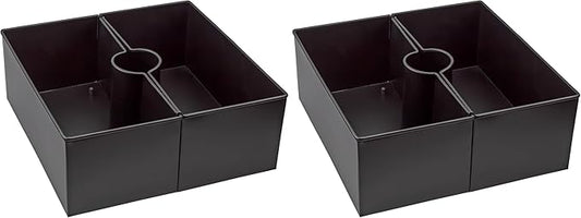 AuldHome Design Umbrella Planter for Patio Table (Black Square), w/Umbrella Hole, Enamelware Rectangular Planter Pots (Pack of 2)
