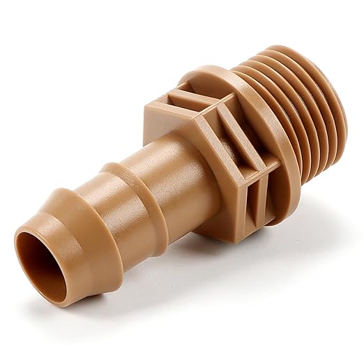 RedChili 1/2 Inch Drip Irrigation Fitting To 1/2 Inch Male Hose Threaded Adapter, 10 Pack PVC To Drip Irrigation Coupling Adapter With 1/2" Male Pipe Thread(MPT) x 1/2" Barbed Connectors