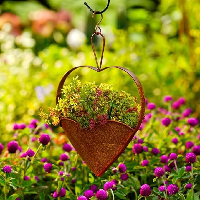 Metal Hanging Planters for Indoor & Outdoor Plants – Heart Shaped Wall or Window Planters for Garden, Patio, Living Room, Office Decor – Gift for Her, Wife, Mom, Women Garden Lovers