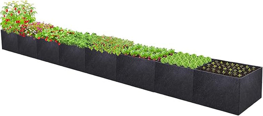 POILKMNI 16x2x1ft Fabric Raised Garden Bed - Outdoor Planter Box Non-Woven Fabric Patio Planting Bed Garden Grow Bed Bag for Growing Herbs, Flowers and Vegetables