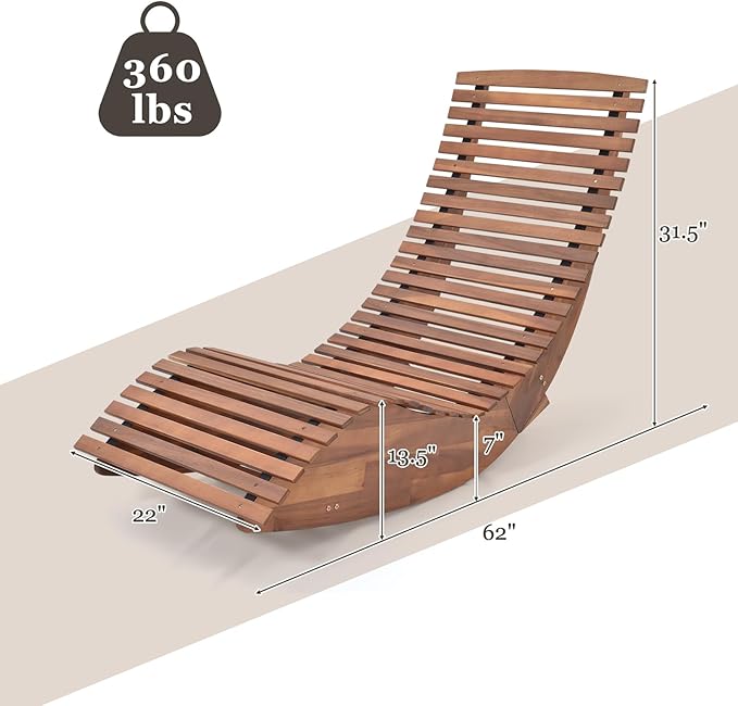Tangkula Outdoor Acacia Wood Rocking Chair Set of 2, Porch Rocker with Widened Slatted Seat and High Back, Wooden Rocking Patio Chair, Outdoor Rocking Sun Lounger for Backyard, Garden