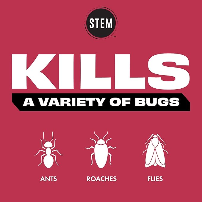 STEM Kills Ants, Roaches and Flies: Plant-Based Active Ingredient Bug Spray, Botanical Insecticide for Indoor and Outdoor Use; 12 fl oz (Pack of 1)