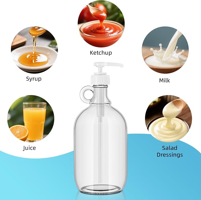 Laundry Detergent Dispenser,64oz Fabric Softener Dispenser,Glass Liquid Laundry Detergent Container,Laundry Detergent Organizer for Laundry Room Organization with 4 Labels,2 Pack