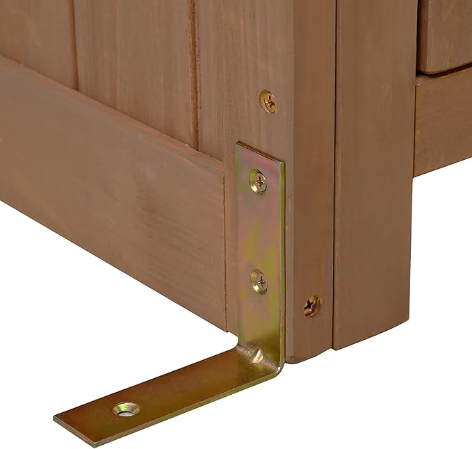65inch Garden Potting Bench Table, Fir Wood Workstation with Storage Shelf, Drawer and Cabinet (Brown@017, 65inch)