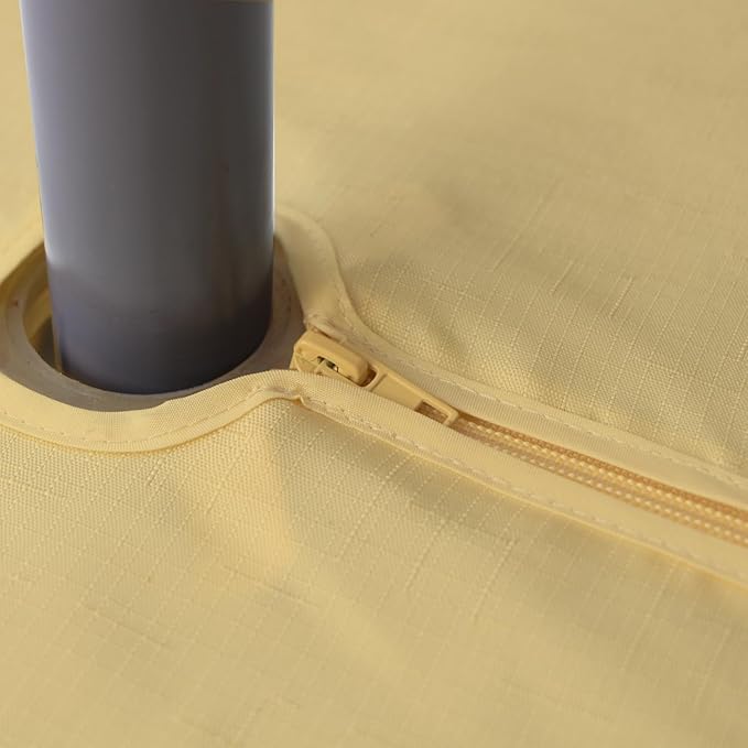 Outdoor Tablecloth Wrinkle-Free Stain Resistant Waterproof Polyester Fabric Table Cover with Zipper Umbrella Hole for Picnic/Party/Dinner/Patio Garden(70inch Round,Zippered,Yellow)