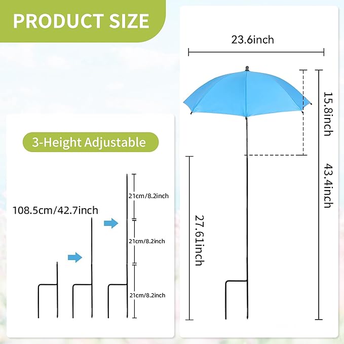 POPUPARTY Plant Shade Umbrellas for Outdoor Plants,23.6" Garden Umbrella for Plants with Adjustable Angle,Shade Cloth for Garden, Potted Plants, Patio Flowers