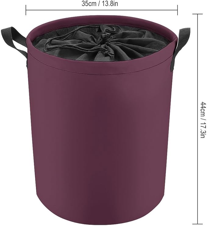 Large Laundry Hamper Bag, Plum Purple Color Collapsible Laundry Basket with Drawstring Dirty Clothes Organizer Washing Bin for Family Essentials Storage