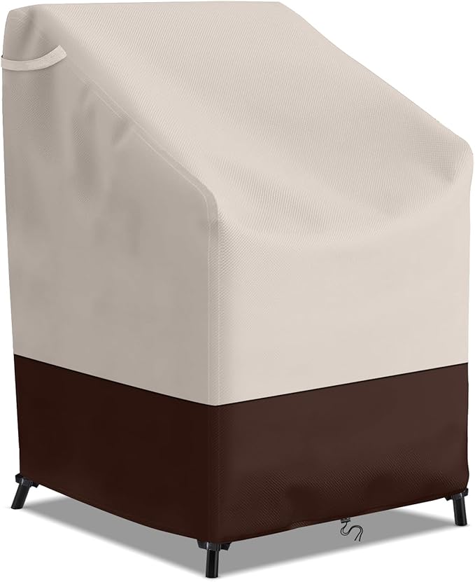 STARTWO Stackable Patio Chair Covers,Heavy Duty Waterproof Outdoor Furniture Cover Fits for 4-6 Stackable Dining Chairs,36"Lx28"Wx47"H,Beige & Brown