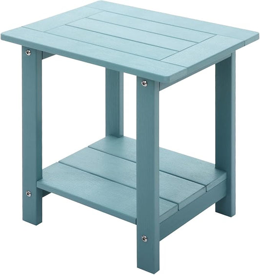 Meluvici Double Adirondack Side Table Weather Resistant, Outdoor Rectangular End Table for Adirondack Chair, Aruba