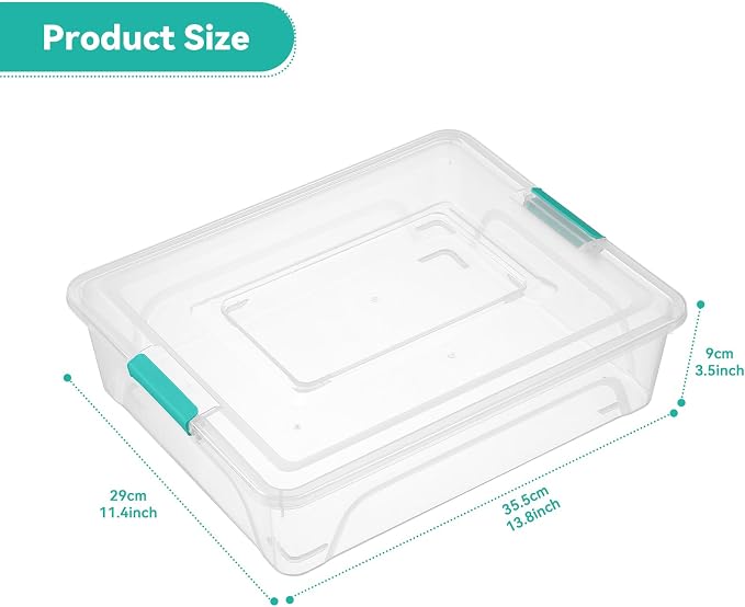 novelinks 10 Quart Clear Plastic Storage Containers with Lids (4 Pack)