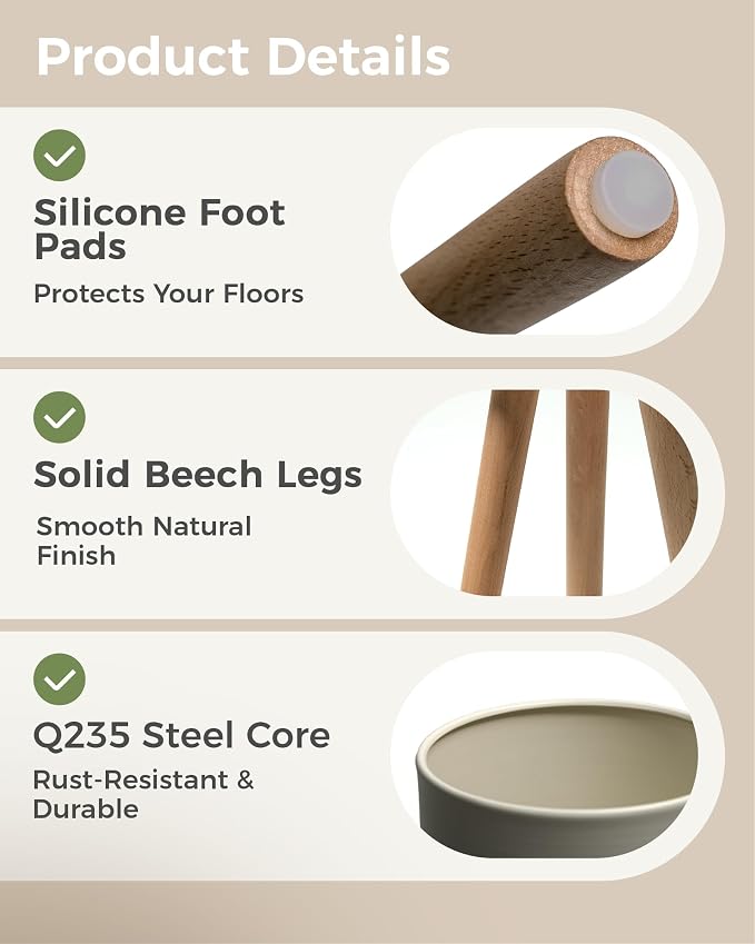 Bamworld Single Plant Holder for Indoor Plants Metal Planter Stand Wooden Leg White Plant Stand Indoor Flower Pot Stand 7in Plant Pot with Stand for Living Room Office Bedroom Decor Modern Home Decor Small