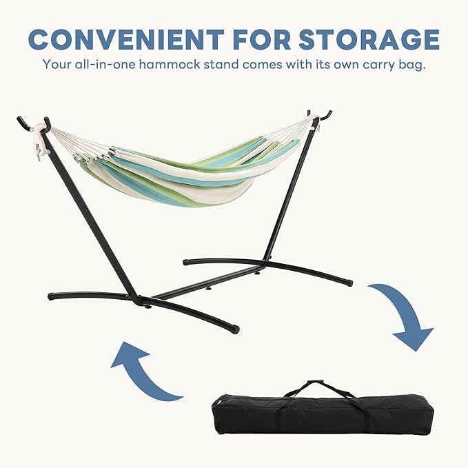 Sweetcrispy Hammock Stand Only, Heavy Duty Hammock Stands for Double 2 Person, Portable Steel Stand for Outside Garden Backyard Patio Pool Beach with Carrying Case