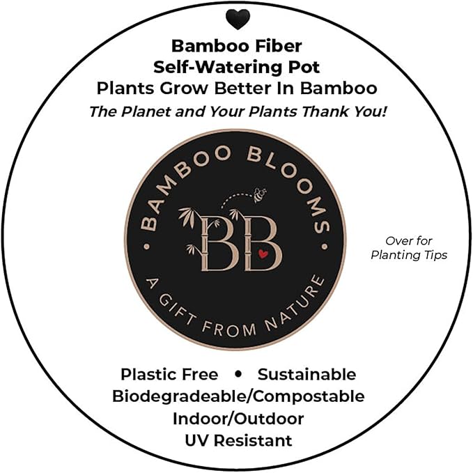 7” Self-Watering Pot – Eco-Friendly Bamboo Planter, Biodegradable & Plastic-Free, Indoor/Outdoor Plant Pot with Built-in Water Well for Healthy Root Growth