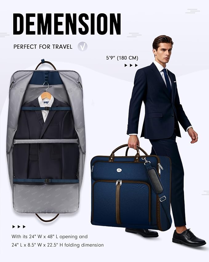 MATEIN Suit Bag Travel, Large Travel Garment Bag Up to 7 Suits with Strap
