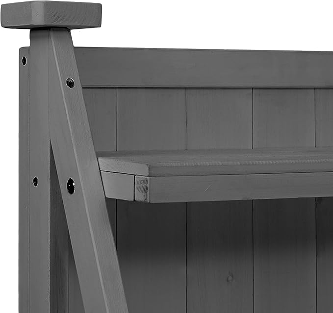 RUNNA 65inch Garden Potting Bench Table, Fir Wood Workstation with Storage Shelf, Drawer and Cabinet (Gray@017, 65inch)