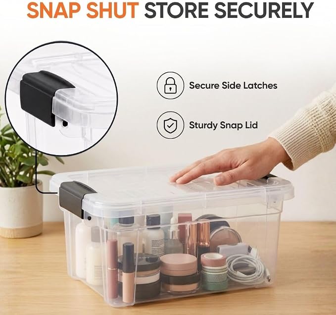 Superio 3.4 Quart Clear Plastic Storage Boxes with Lids, Stackable Organizer Containers, BPA-Free Storage Bins for Home, Office, School & Dorm, 10 Pack
