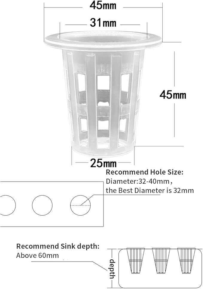 100 Pack 1 Inch Net Pots,Garden Slotted Mesh Net Cups Basket Hydroponic Pots Plant Nursery Pots for Hydroponics