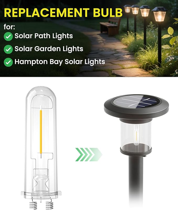 Outdoor Solar Light Bulbs for Garden - 4 Pack Warm White 3000K Solar Light Bulbs Replacement DC 3V 0.5W Hampton Bay Replacement Bulb for Backyard Pathway Garden Landscape