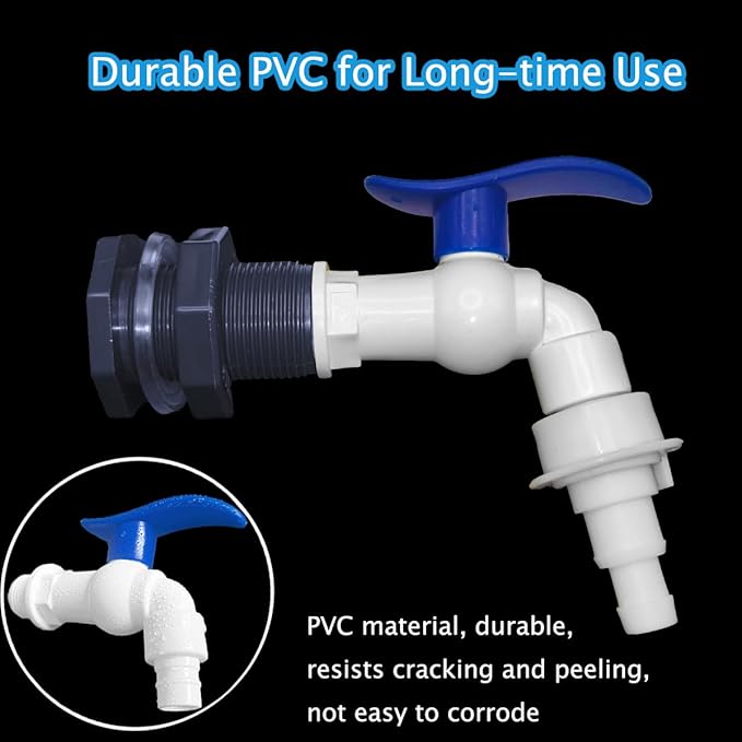 2 Pack 1/2" Rain Barrel Spigot Kit with PVC Bulkhead Fitting Hole Saw and Thread Seal Tape, Rain Barrel Faucet Kit for Water Tanks, Tubs, Garden Barrels