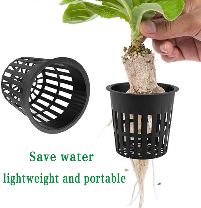 Panxxsen 50 Pack 3 Inch Net Pots Cups for Hydroponics, Slotted Mesh Net Cups for Aquaponics Orchids Vegetables, Heavy Duty Plastic Planting Baskets, Wide Lip Design