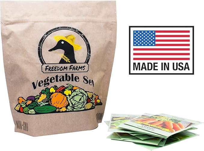 Set of 40 Packs of Assorted Heirloom Vegetable and Herb Seeds – Includes Freedom Farms Vegetable Set Mylar Bag for Optimal Seed Storage! - Non-GMO – Create a Diverse and Plentiful Garden! (40)