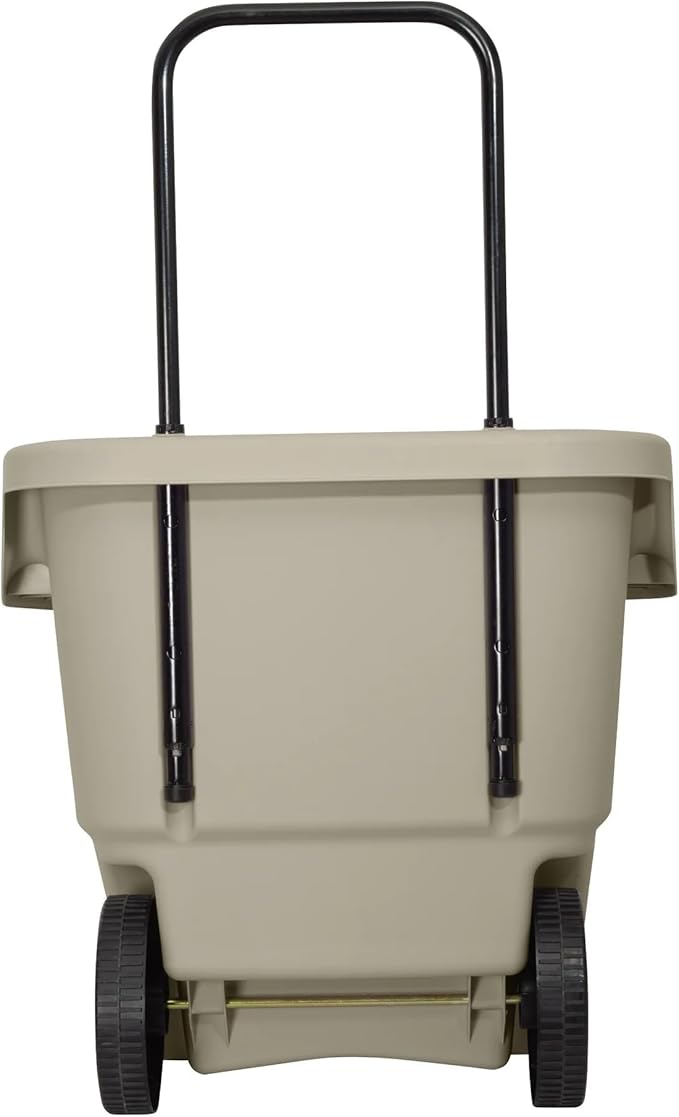 15 Gallon Resin Rolling Lawn and Utility Cart, Lightweight Resin Yard Hauler with Retractable Handle and 7 Inch Wheels for Multi-Purpose Outdoor Use 20.75 in D x 35.75 in H x 22.5 in W